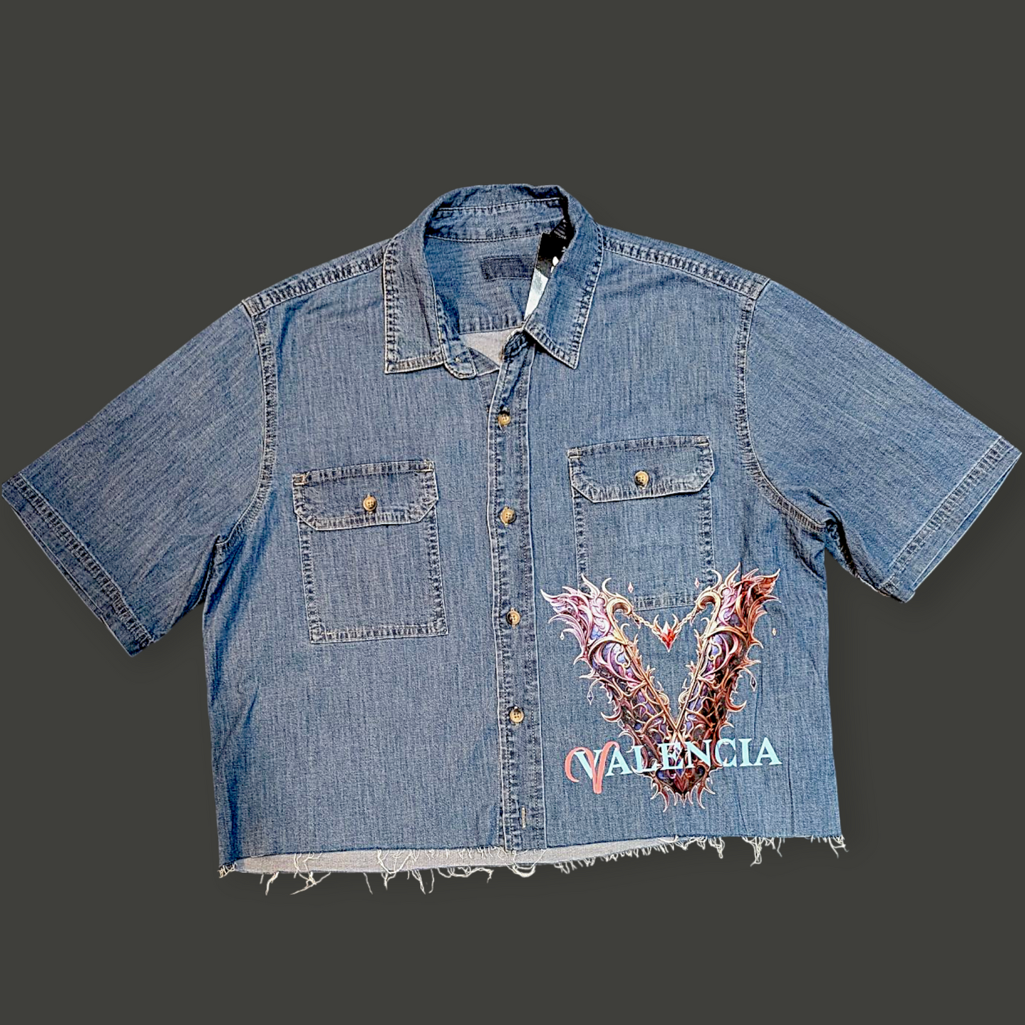 VVALENCIA Crop denim shirt