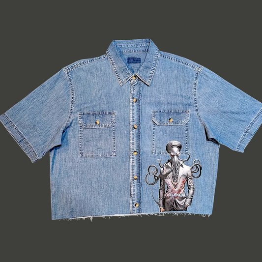 VVALENCIA Crop denim button up